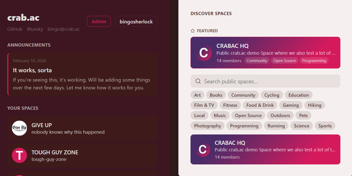 Screenshot: Public space directory
