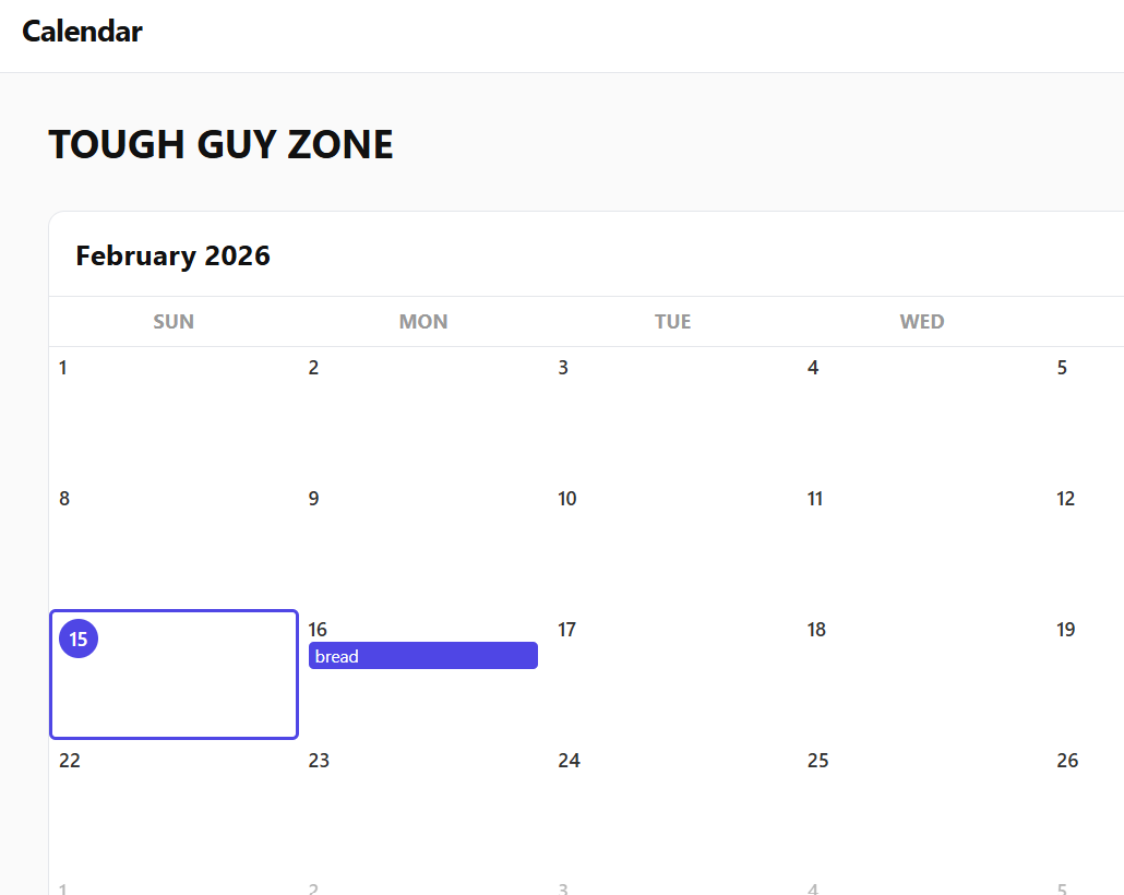 Screenshot: Public web calendar view