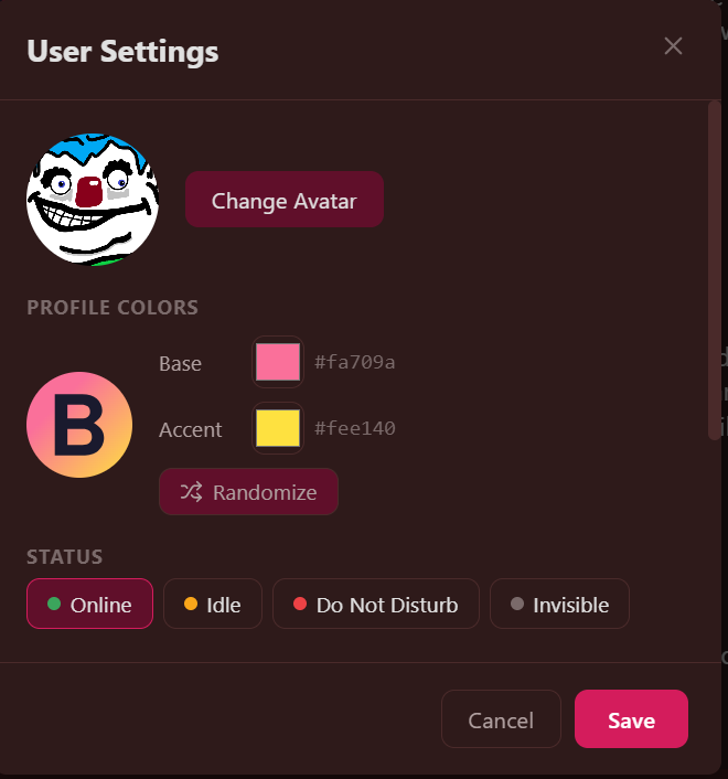 Screenshot: User branding colors